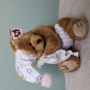 Precious, 11" Ty Attic Treasure Tan Sleepy Bear🐻 With Pajamas, NWT, PVC Pellets